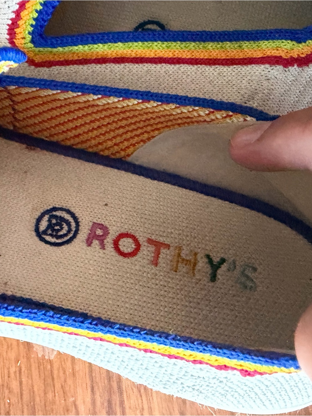 Rainbow Rothy's Cream Slip-On Sneakers with Rainbow Trim - Picture 7 of 10